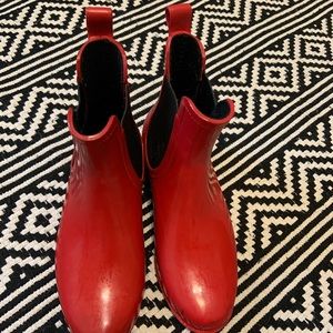 Red rain boots